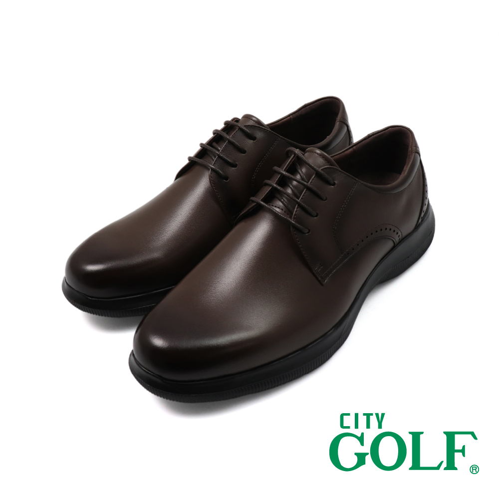 【GOLF】經典日式雕孔造型綁帶氣墊皮鞋 深棕色(GF512171-DBR)