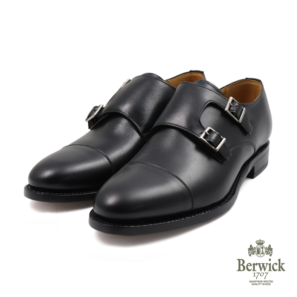 【Berwick】西班牙原廠質感橫飾孟克鞋 黑色(3637-BL)