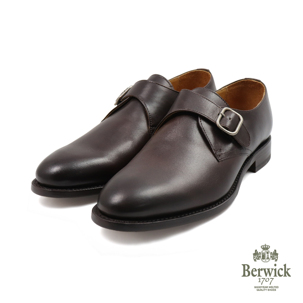 【Berwick】西班牙原廠經典質感簡約單扣孟克鞋 棕色(B3017-MOKA)