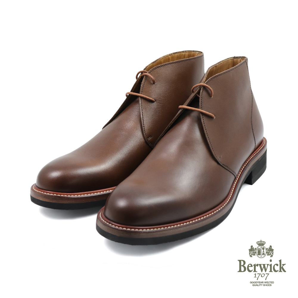 【Berwick】西班牙原廠真皮簡約兩孔造型短靴 深棕色(OB208-DBR)