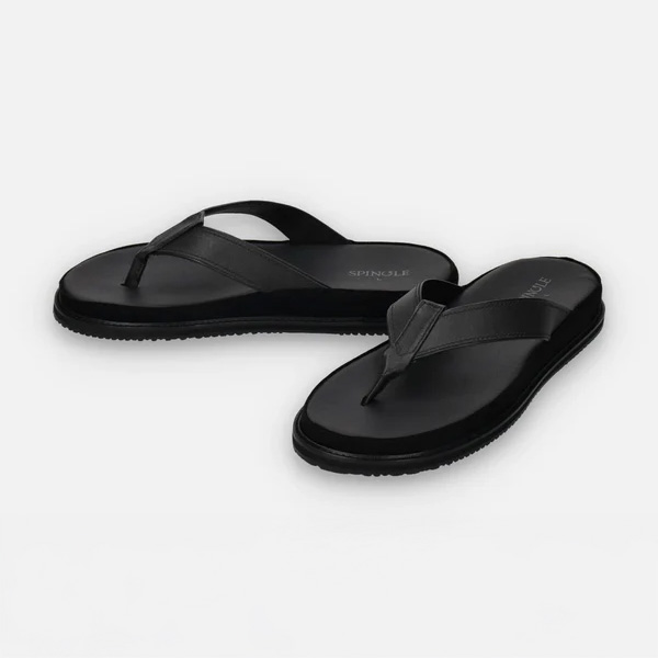 【SPINGLE】袋鼠皮人字涼鞋_SP-1717-Black-MEN