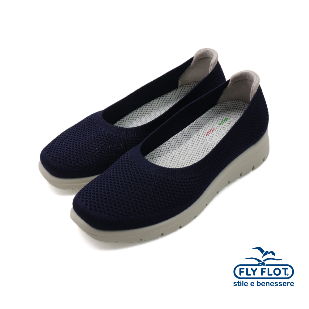 【FLYFLOT】義大利增高減震透氣防磨休閒女鞋 深藍色(27B39-KQ-DBU)
