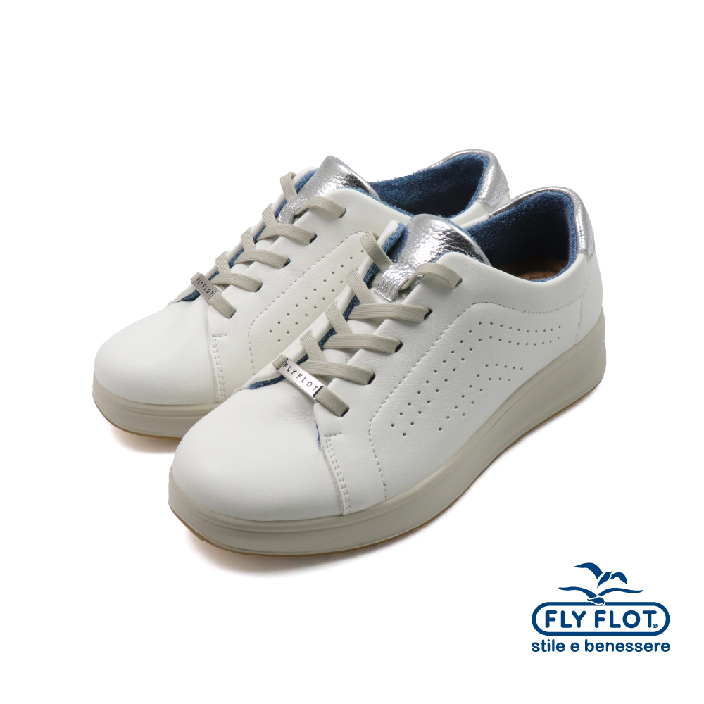 【FLYFLOT】義大利原廠氣墊彈性造型休閒鞋 白色(64K87-Z2-WH)