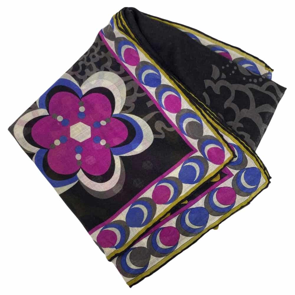 【誠品生活台中480店】EMILIO PUCCI/絲巾//黑紫不規則絲巾
