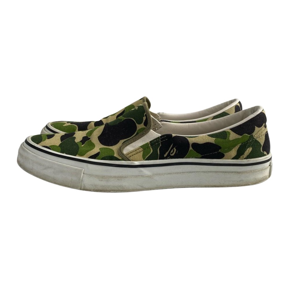 【公館店】A BATHING APE/帆船鞋/26.5cm/CAMO SLIP ON 迷彩