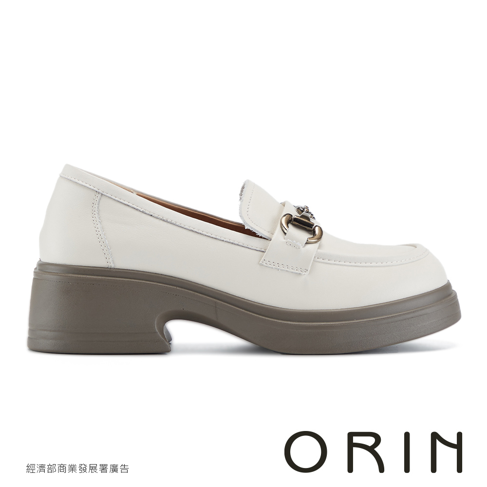 ORIN 經典牛皮馬銜釦厚底樂福鞋 米白 #25653｜台中中港店｜skm online 新光三越線上官方購物平台