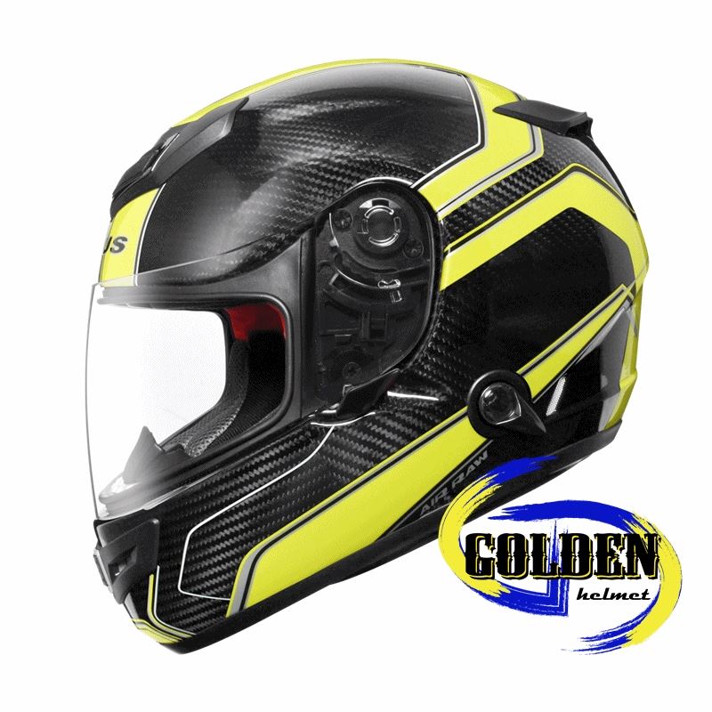 ZEUS 1200E N41原色碳纖/黃 碳纖維全罩安全帽 (內藏墨鏡)_0