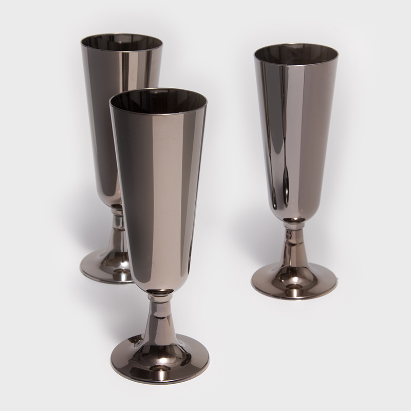 Urban 160ml Plated Plastic Cup | Black | 6-piece Set_3