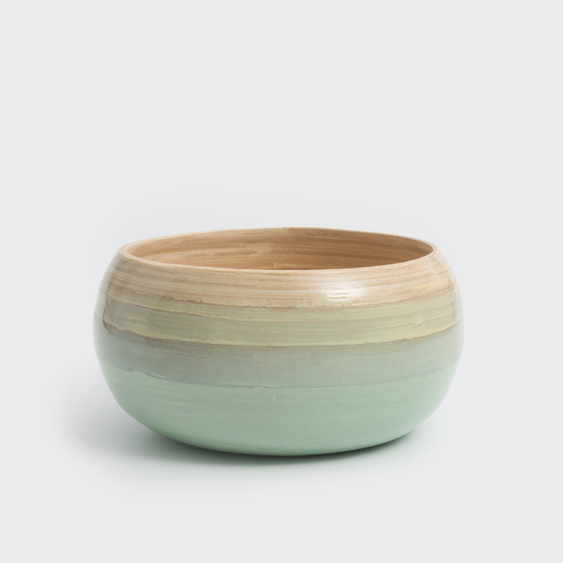 清新南洋 23cm 手工竹圓碗│粉豆綠│單品_0