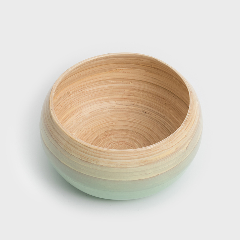 清新南洋 23cm 手工竹圓碗│粉豆綠│單品_1