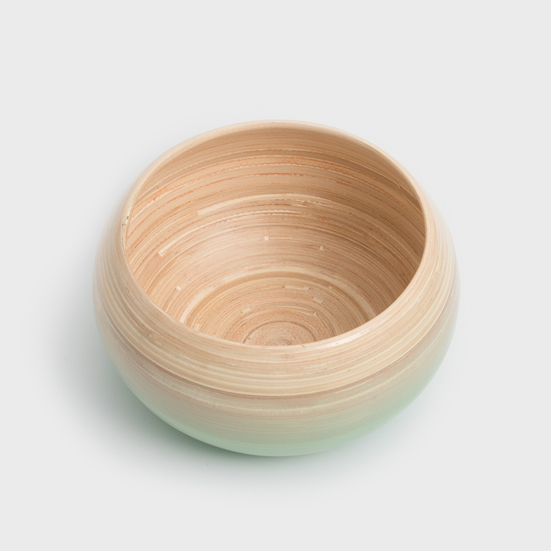 清新南洋 18cm 手工竹圓碗│粉豆綠│單品_0