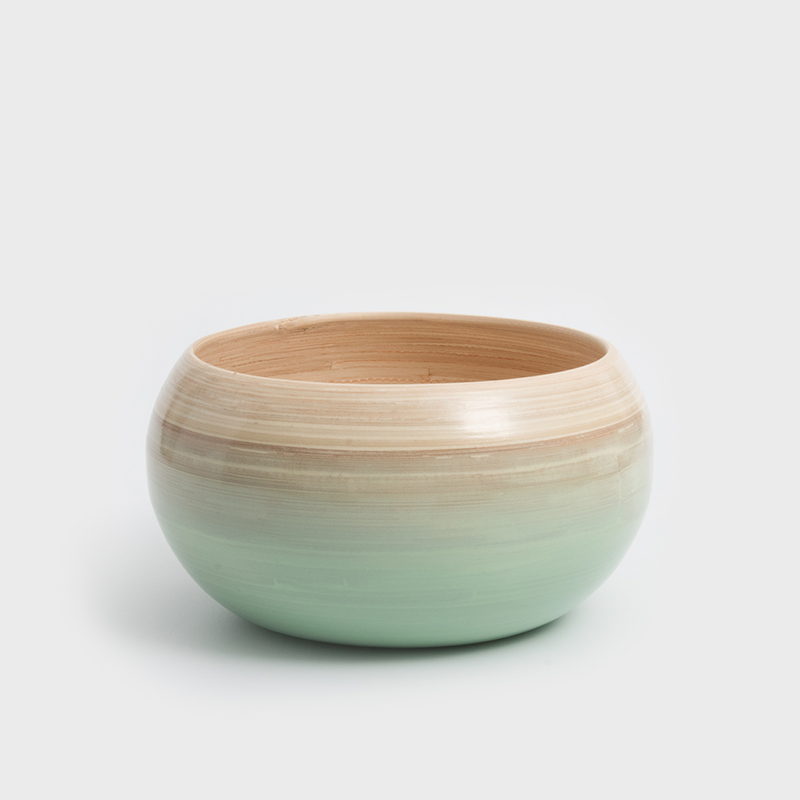 清新南洋 18cm 手工竹圓碗│粉豆綠│單品_1