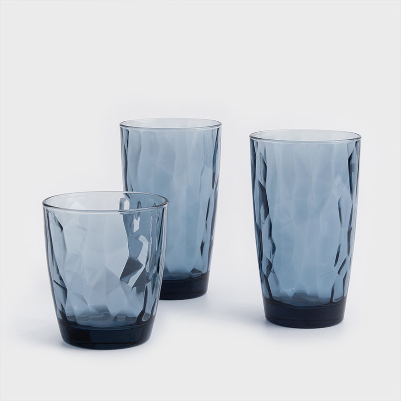 Bormioli Rocco 冰酷鑽面 390ml 壓花玻璃水杯｜淺靛藍｜單品_2