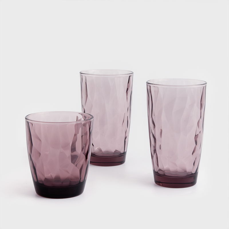 Bormioli Rocco 冰酷鑽面 390ml 壓花玻璃水杯｜紫紅｜單品_2