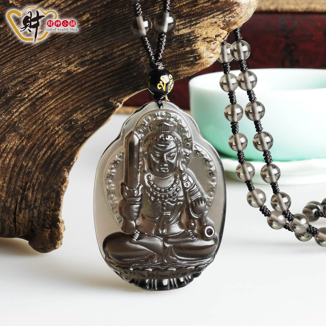 生肖雞(不動明王)本命佛-頂級冰晶黑曜石項鍊(冰晶)《含開光》財神小舖【DSP-2884-7】_0
