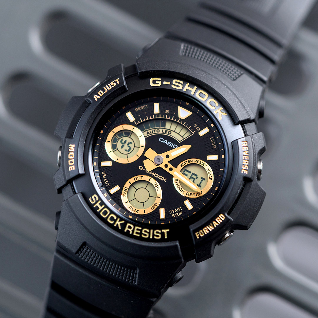 熱銷推薦 G Shock Aw 591gbx 1a9 街頭潮流指針數位雙顯橡膠腕錶 黑x金aw 591gbx 1a9dr 手錶現貨熱賣中 小偉日系