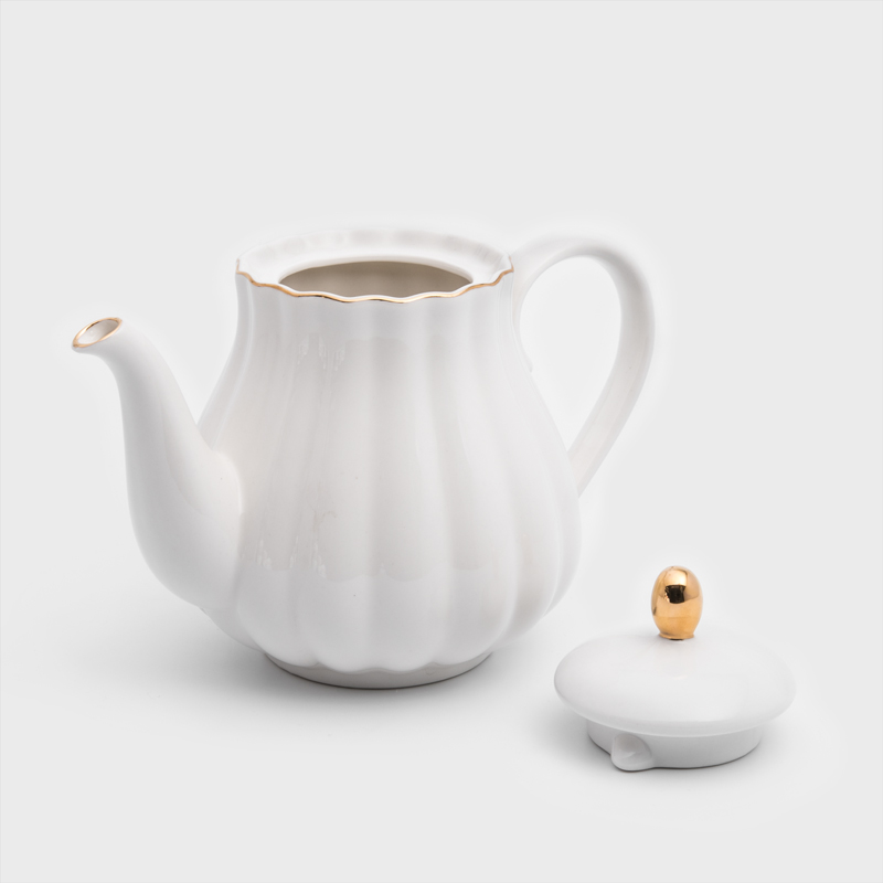 法式 金瓣夢遊 800ml 陶瓷茶壺｜象牙白│單品_2