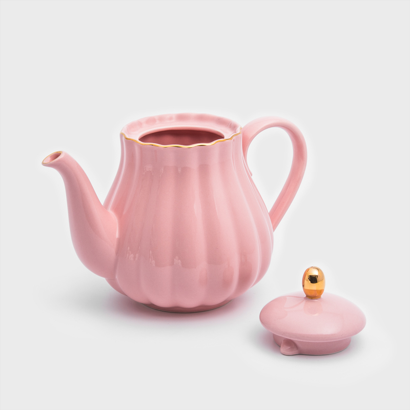 法式 金瓣夢遊 800ml 陶瓷茶壺｜茱萸粉│單品_2