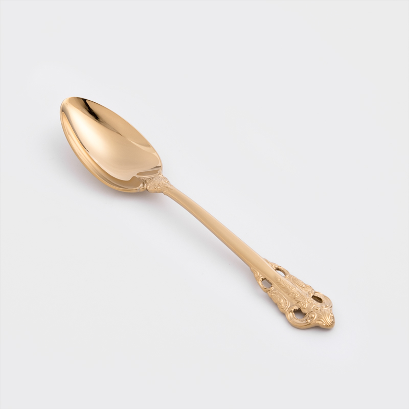 歐式 復古雕刻 20cm 不銹鋼主餐匙│亮金│單品_1
