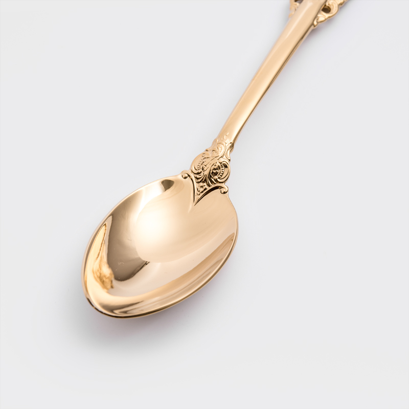 歐式 復古雕刻 20cm 不銹鋼主餐匙│亮金│單品_2