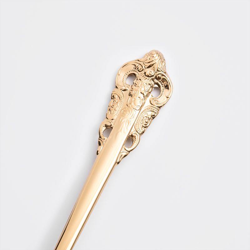 歐式 復古雕刻 20cm 不銹鋼主餐匙│亮金│單品_3