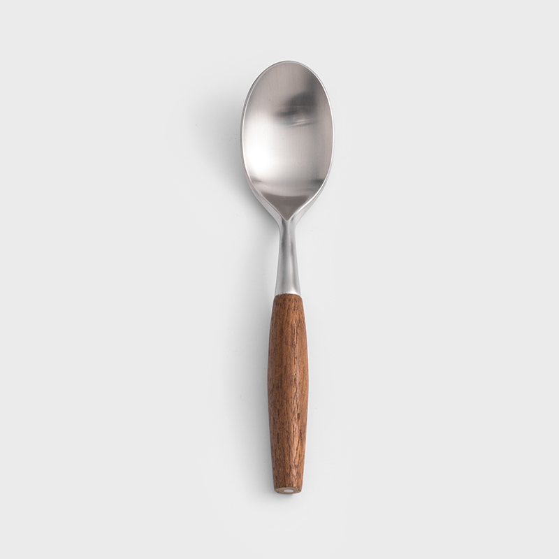 歐式 田園樸實 21.5cm 不銹鋼主餐匙│霧銀柚木│單品_0