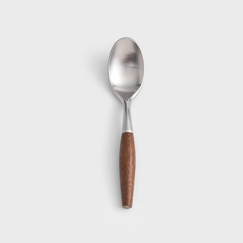 歐式 田園樸實 14.5cm 不銹鋼小匙│霧銀柚木│單品_0