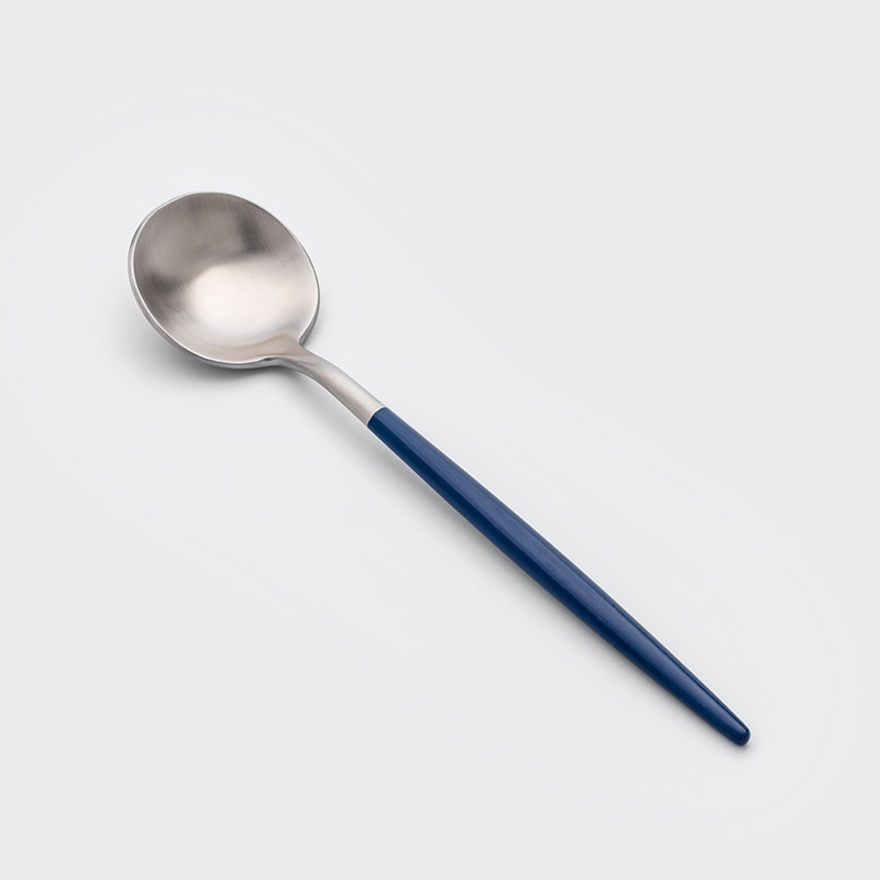 葡式 設計風潮 22cm 不銹鋼主餐匙│銀黛藍│單品_1