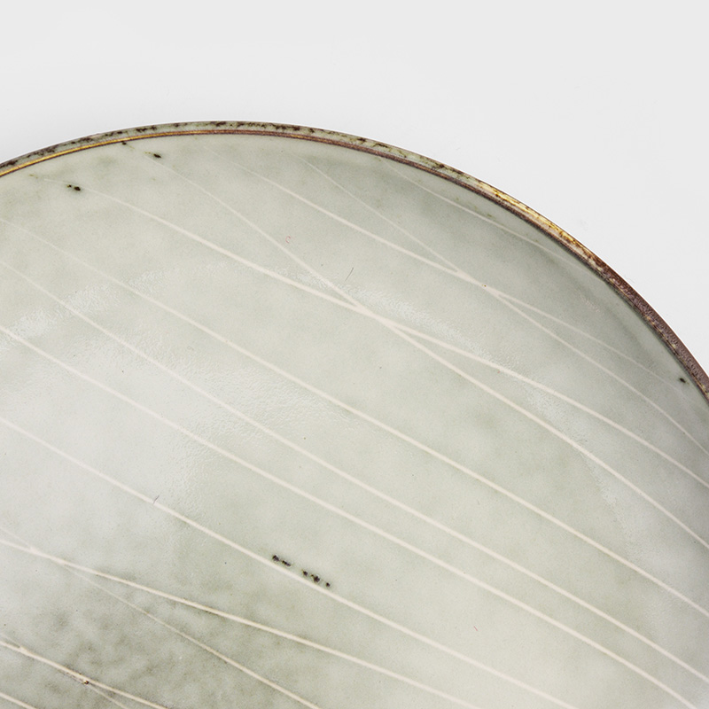 日式 春泥春痕 20.5cm 陶瓷圓盤｜泥米灰｜單品_2