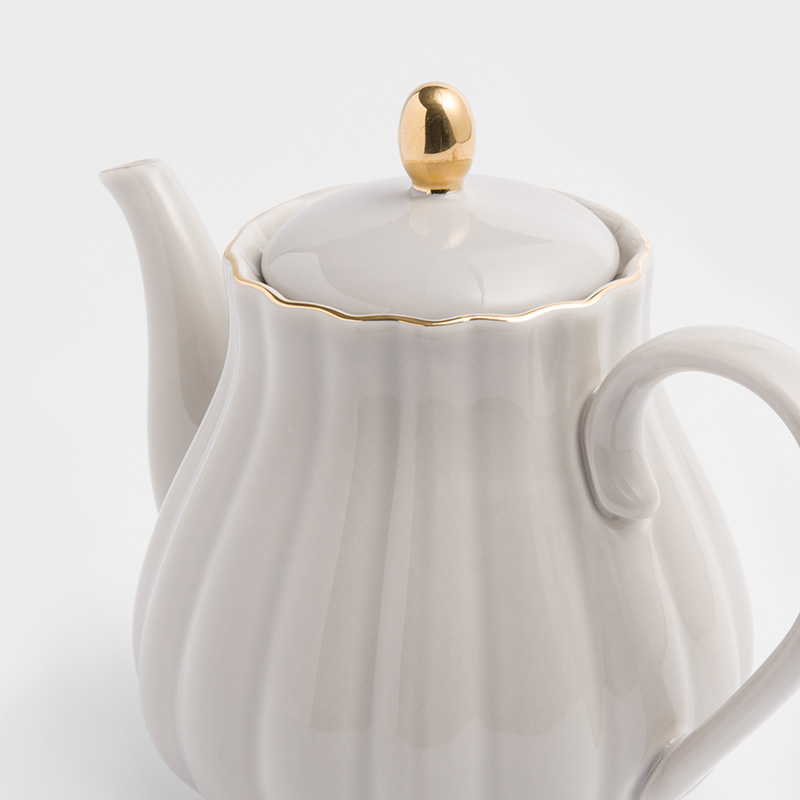 法式 金瓣夢遊 800ml 陶瓷茶壺｜銀灰│單品_2