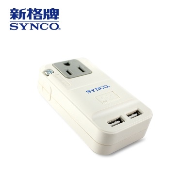 【福利品】單座3孔+2USB(2A)擴充插座 SN-013U 《出清優惠》【SYNCO 新格牌】_2