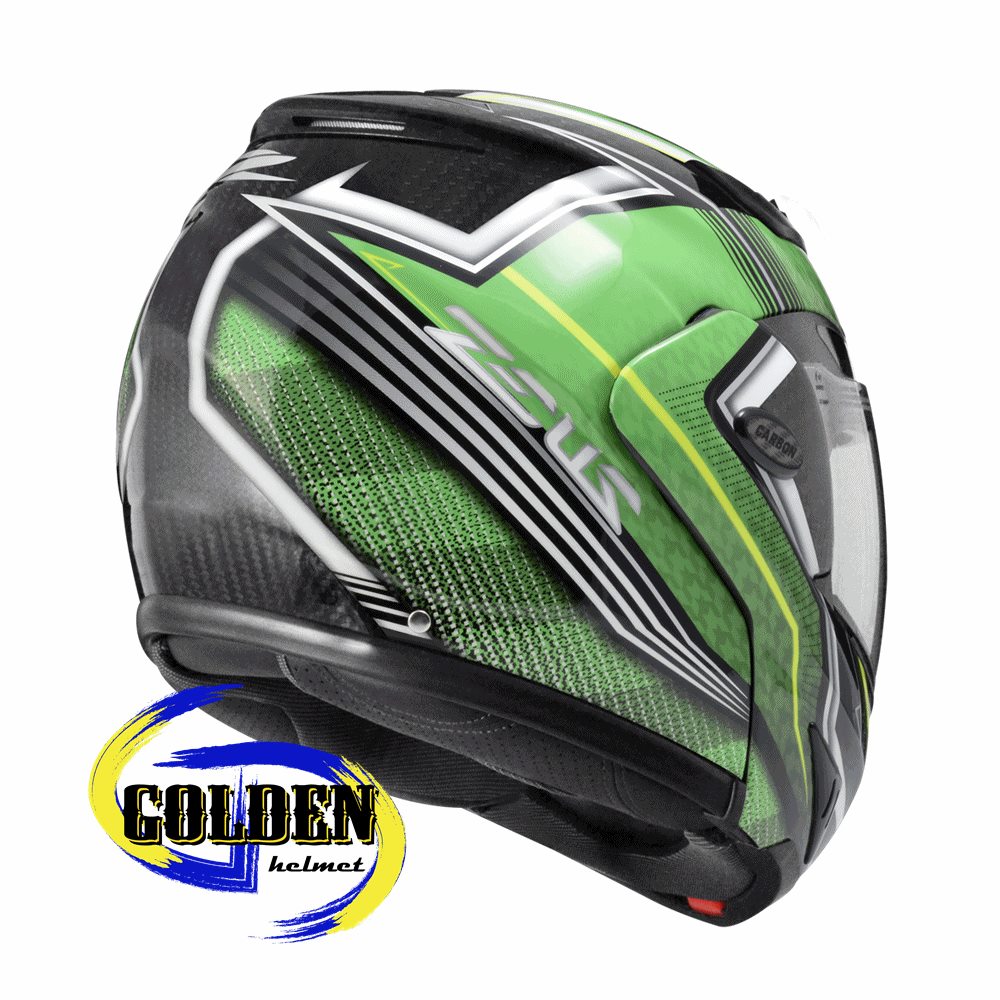 ZEUS 3500 YY7 原色碳纖/綠 碳纖維 可掀式安全帽 可樂帽 汽水帽 (內藏墨鏡)_2
