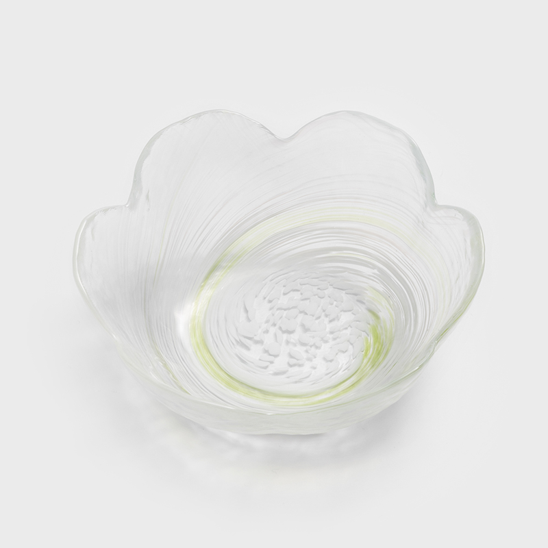 津輕 日製手作 14cm 片花玻璃碗│翠綠│單品_0