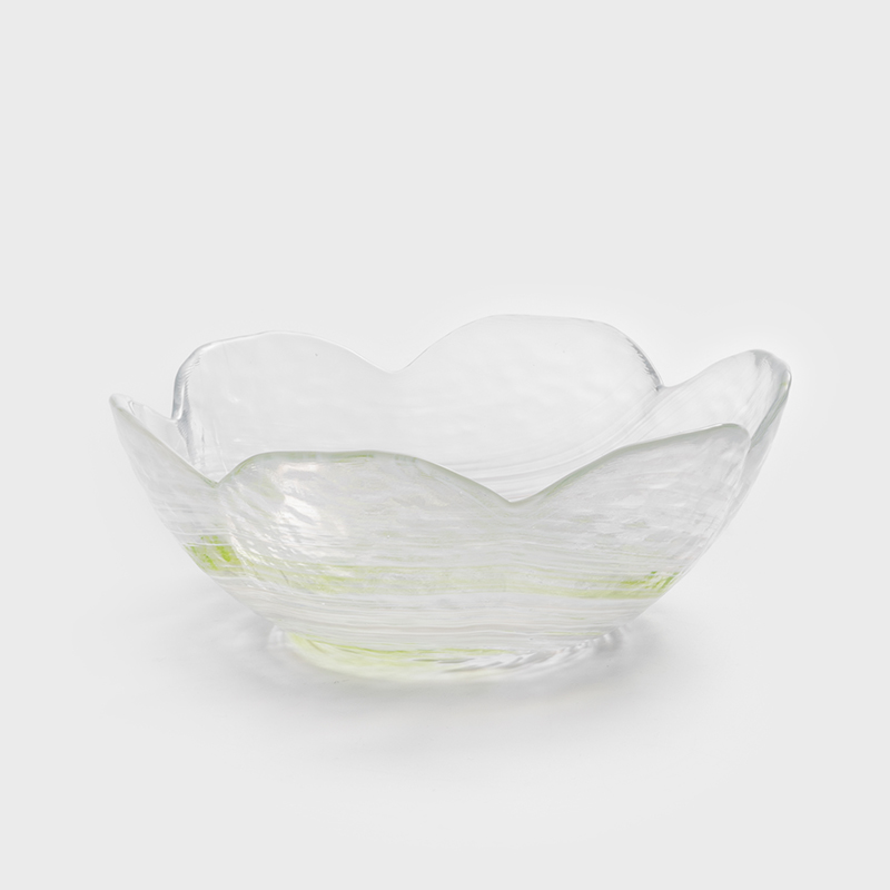 津輕 日製手作 14cm 片花玻璃碗│翠綠│單品_1