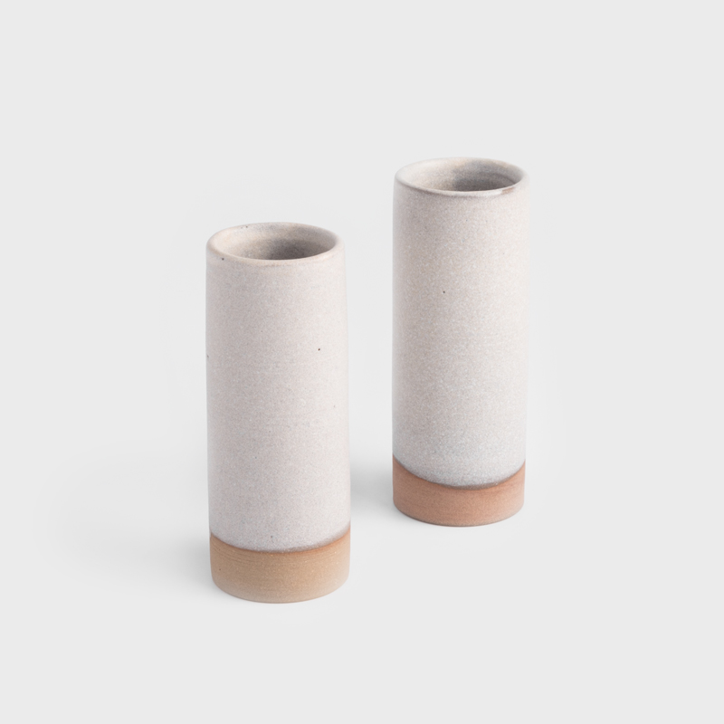 職人 手捻消光 站立好朋友 15cm 直口花器｜大米白｜單品_4