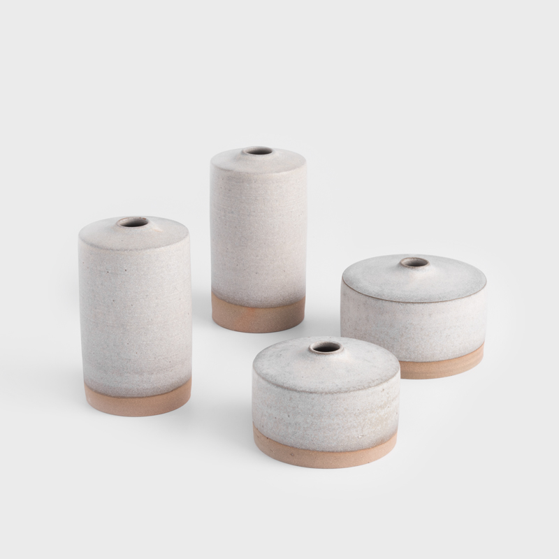 職人 手捻消光 站立好朋友 15cm 直口花器｜大米白｜單品_5