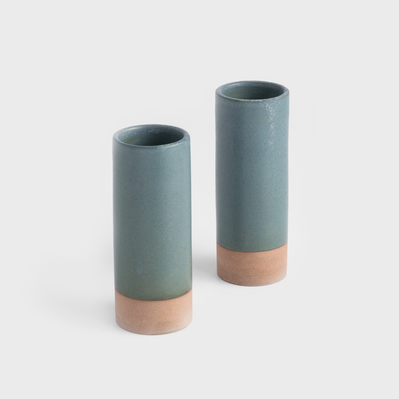職人 手捻消光 站立好朋友 15cm 直口花器｜彩釉綠｜單品_4