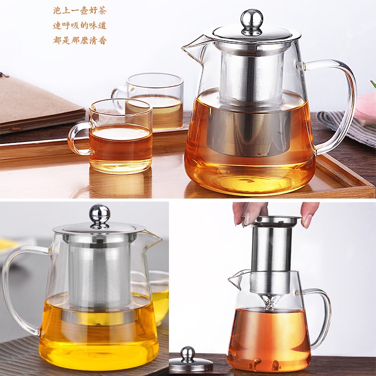 高硼矽玻璃耐高溫泡茶壺 750ml 附4個茶杯 防爆煮茶壺 茶水壺 沖茶器 沖泡壺 泡茶杯【ZC0402】《約翰家庭百貨_9