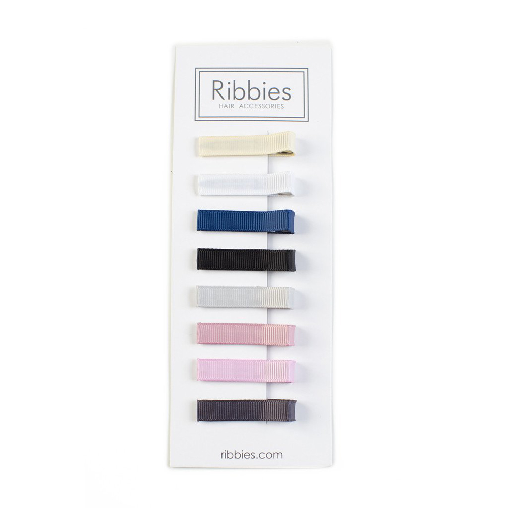 英國Ribbies 經典中性單色髮夾8入組_0