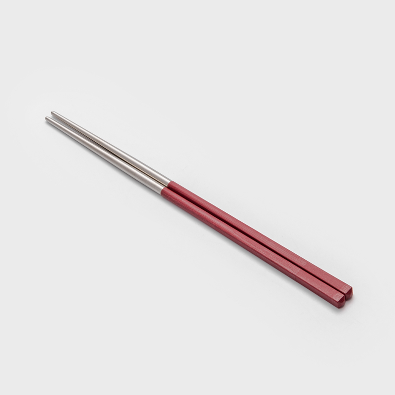 日式 嵌合仿木 22cm 雙材質筷｜酒紅｜單品_0