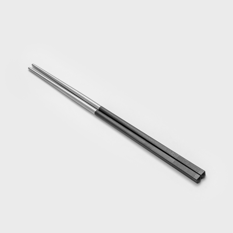 日式 嵌合仿木 22cm 雙材質筷｜木黑｜單品_1