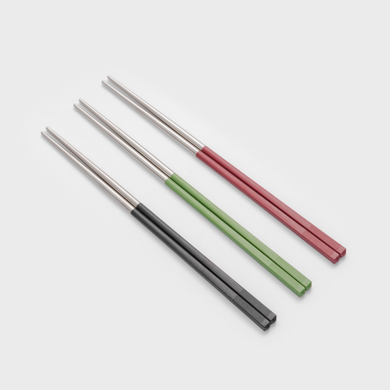 日式 嵌合仿木 22cm 雙材質筷｜木黑｜單品_2