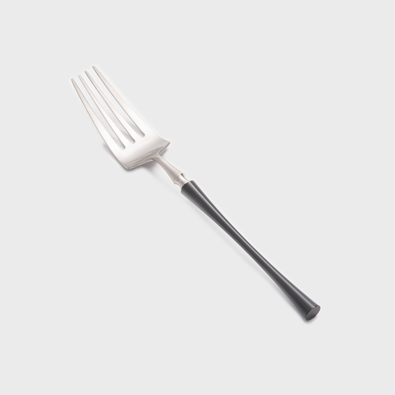 歐式 弧曲稜鐵 20cm 主餐叉｜黑銀｜單品_1