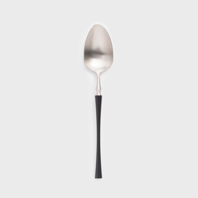 歐式 弧曲稜鐵 20cm 主餐匙｜黑銀｜單品_0