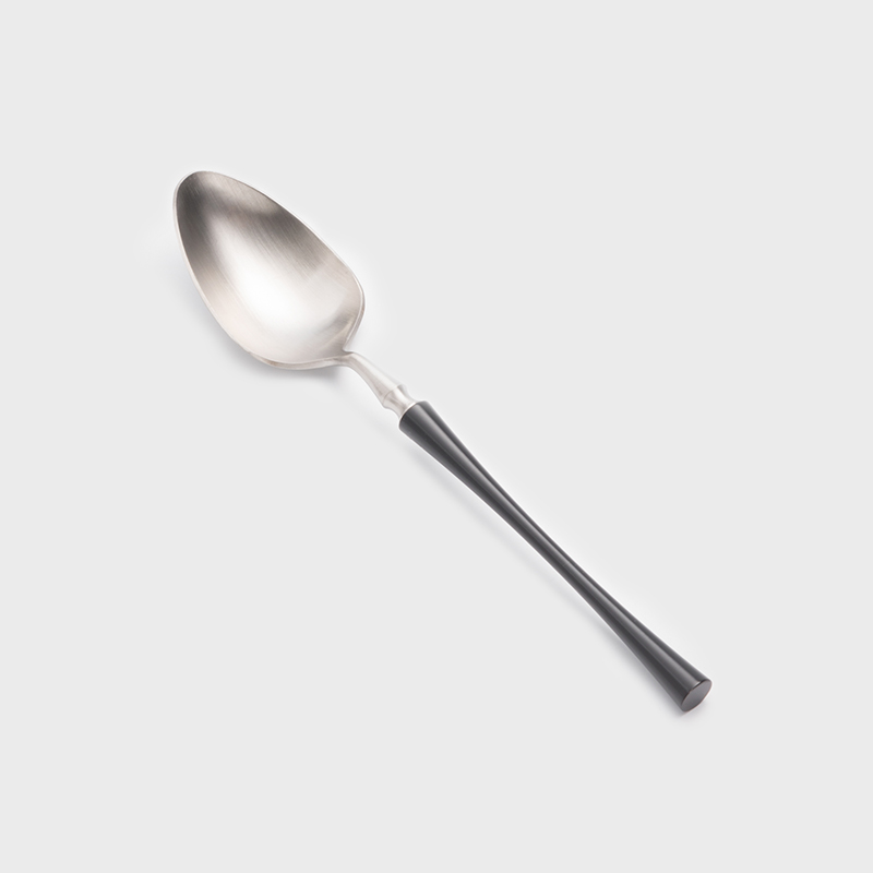 歐式 弧曲稜鐵 20cm 主餐匙｜黑銀｜單品_1