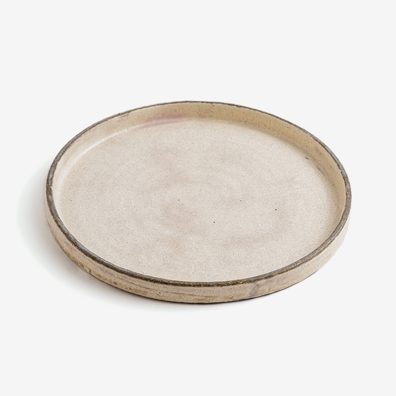 職人 手捻焰燒 24cm 陶瓷淺盤｜灰白｜單品_0