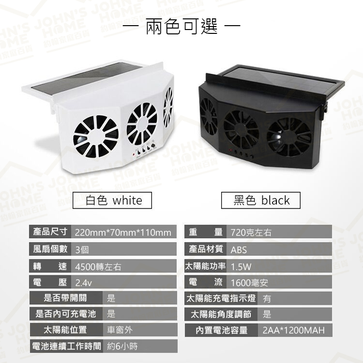 三風扇太陽能汽車排氣扇 每分鐘約達4500轉 車用電風扇換氣扇汽車降溫空調散熱風扇空氣淨化【ZK0107】《約翰家庭百貨_2