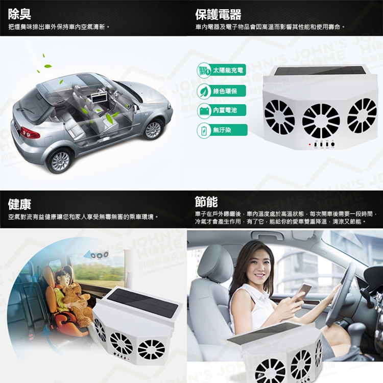 三風扇太陽能汽車排氣扇 每分鐘約達4500轉 車用電風扇換氣扇汽車降溫空調散熱風扇空氣淨化【ZK0107】《約翰家庭百貨_8