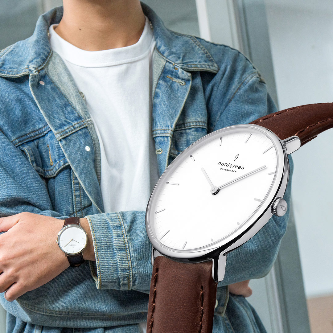【限時加碼・贈原廠錶帶】ND手錶 Native 本真 40mm 月光銀殼×白面 深棕真皮錶帶 Nordgreen 北歐設計師手錶 NR40SILEDBXX 熱賣中!_0