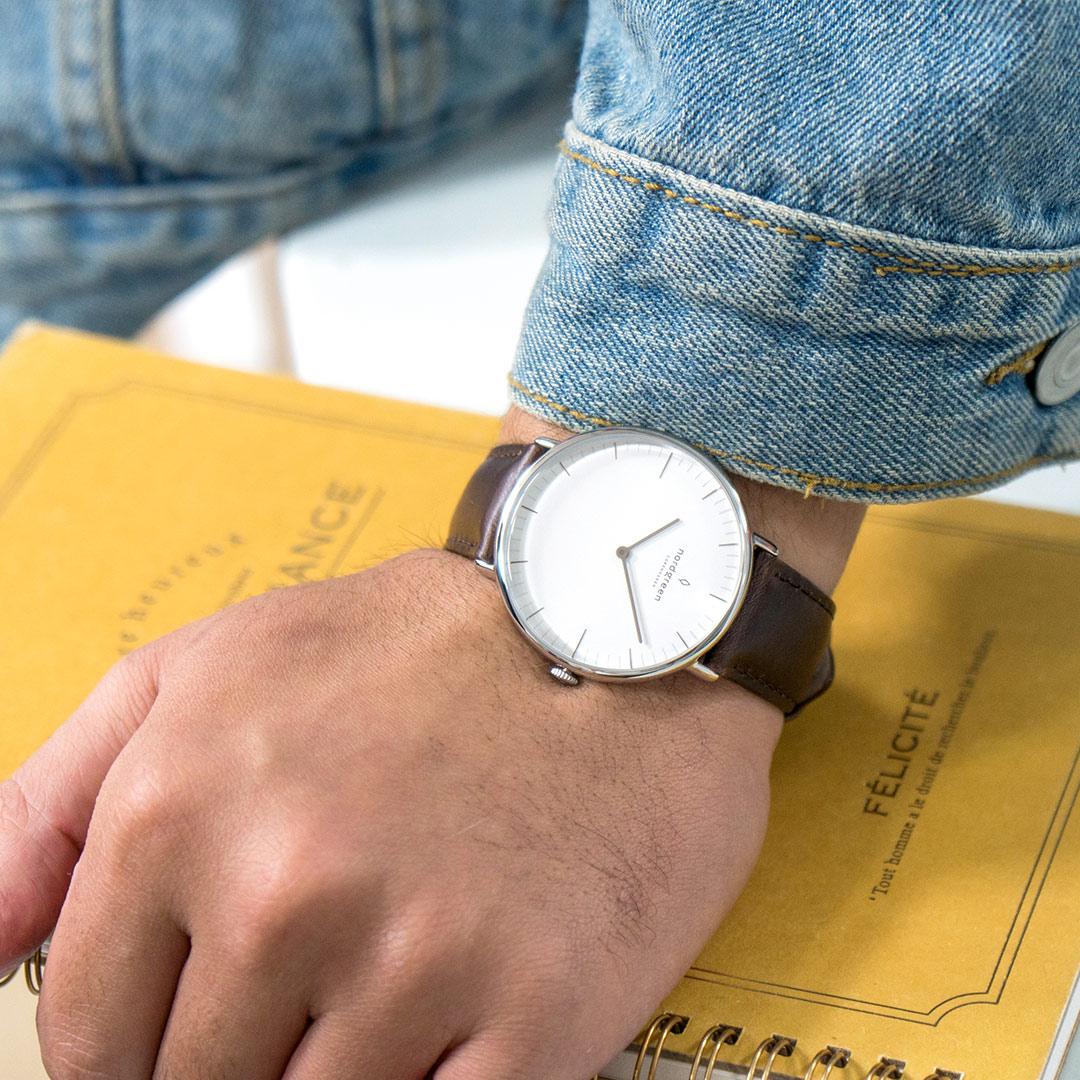 【限時加碼・贈原廠錶帶】ND手錶 Native 本真 40mm 月光銀殼×白面 深棕真皮錶帶 Nordgreen 北歐設計師手錶 NR40SILEDBXX 熱賣中!_3